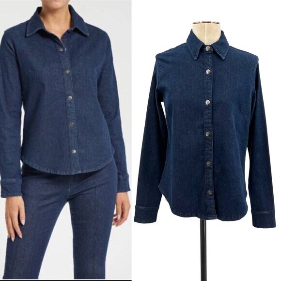 Anatomie Larissa Denim Shirt Long Sleeve Button Down Indigo Dark Blue Small - Picture 1 of 12